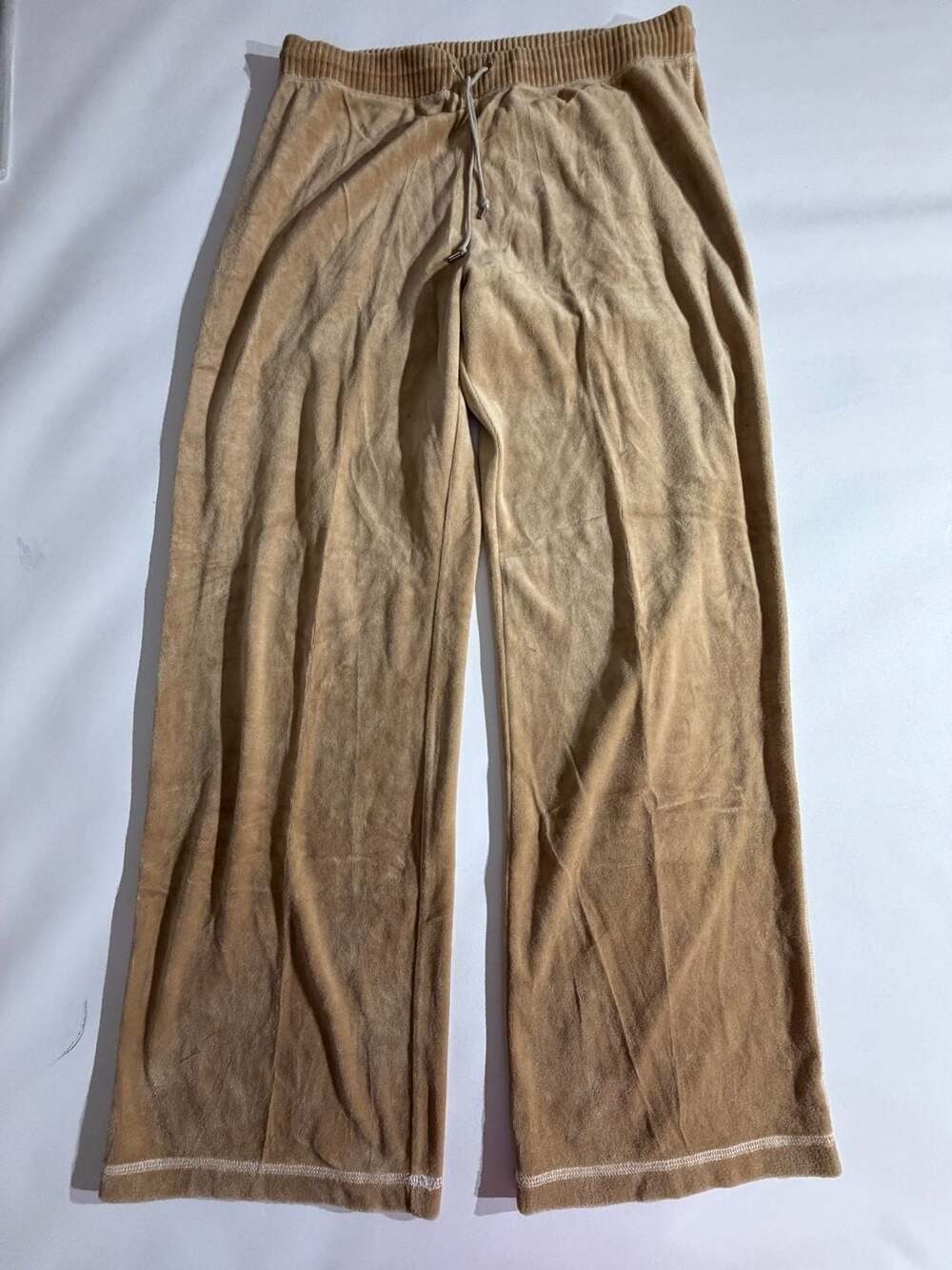 Jones New York Sport Tan Velour Drawstring Wide Leg Pants Womens XL